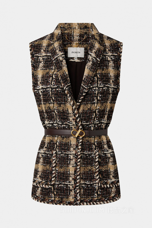 意大利进口精致粗花呢马甲