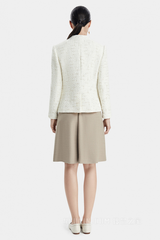 奶白色雅致粗花呢夹克