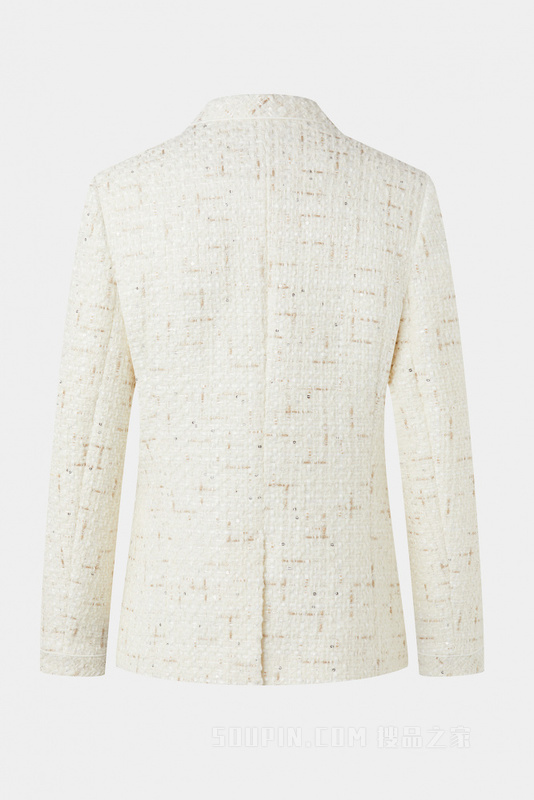 奶白色雅致粗花呢夹克