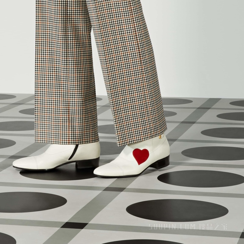 Gucci HA HA HA特别系列饰搭扣短靴 米白色皮革