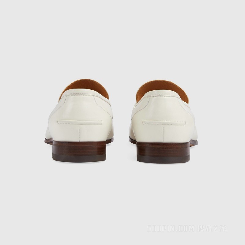 Gucci HA HA HA特别系列饰互扣式双G乐福鞋 米白色皮革