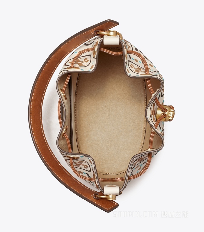T Monogram 撞色压花水桶包 象牙白