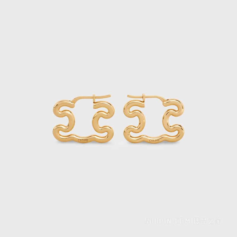 TRIOMPHE FRAME大号金色饰面黄铜耳环 24564