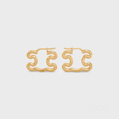TRIOMPHE FRAME大号金色饰面黄铜耳环 24564