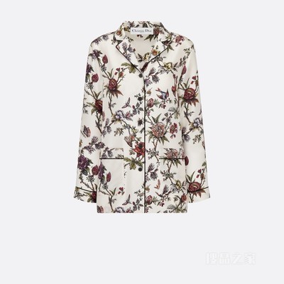 Dior Chez Moi 衬衫 白色桑蚕丝斜纹面料多色 Dior Jardin Botanique 图案