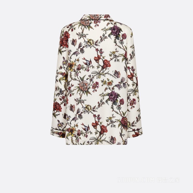 Dior Chez Moi 衬衫 白色桑蚕丝斜纹面料多色 Dior Jardin Botanique 图案