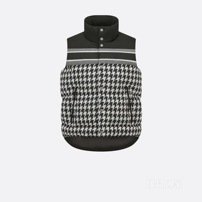 DiorAlps 无袖夹克 黑色和白色科技面料千鸟格纹绗缝效果