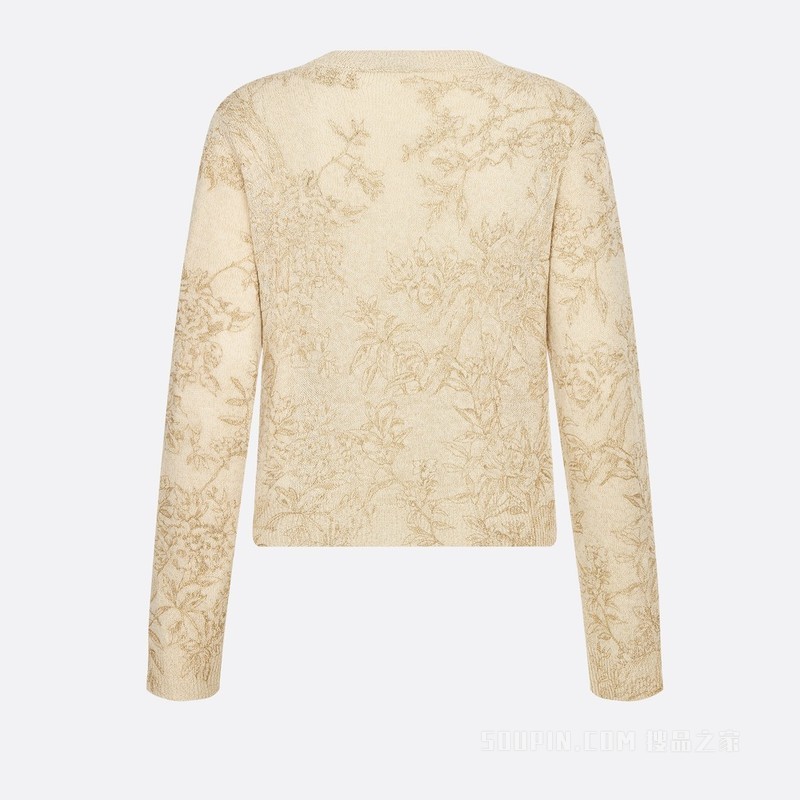针织衫 金色调山羊绒混纺科技针织面料金属光泽线 Dior Jardin d'Hiver 图案刺绣