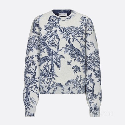 针织衫 蓝色羊毛混纺科技针织面料 Dior Jardin d'Hiver 图案