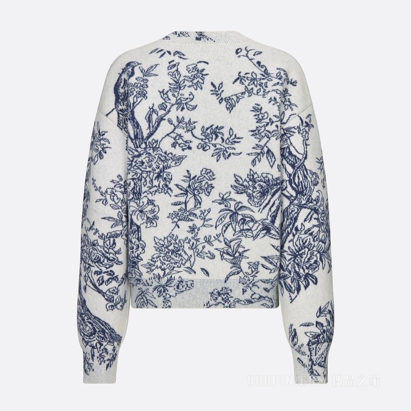 针织衫 蓝色羊毛混纺科技针织面料 Dior Jardin d'Hiver 图案
