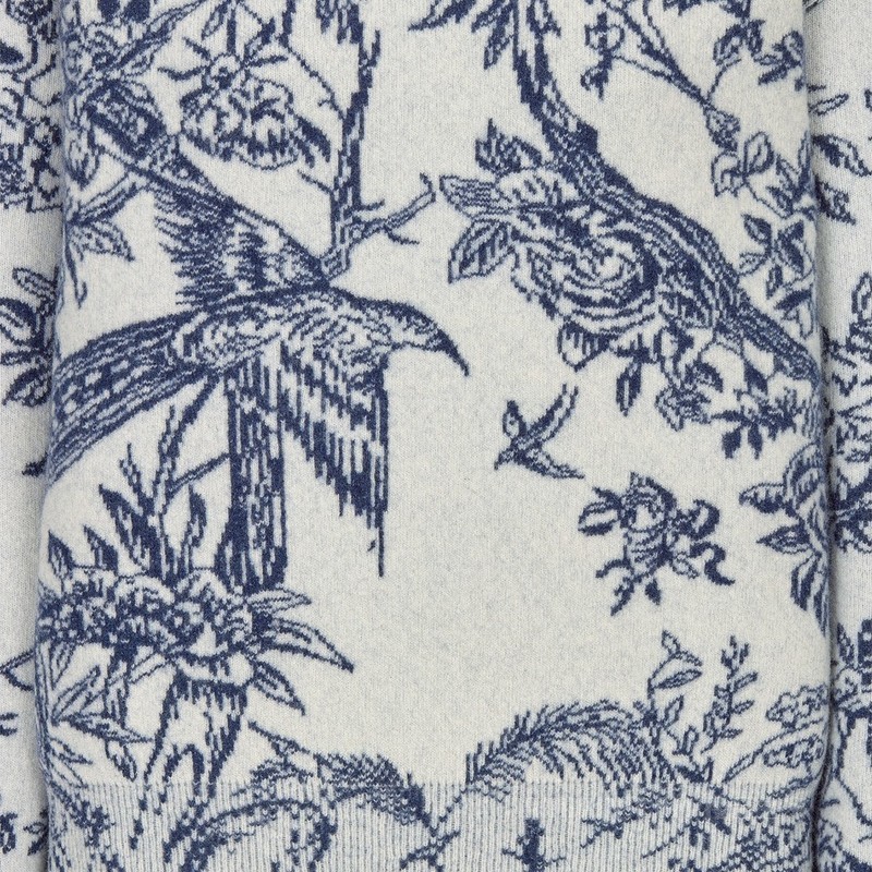 针织衫 蓝色羊毛混纺科技针织面料 Dior Jardin d'Hiver 图案