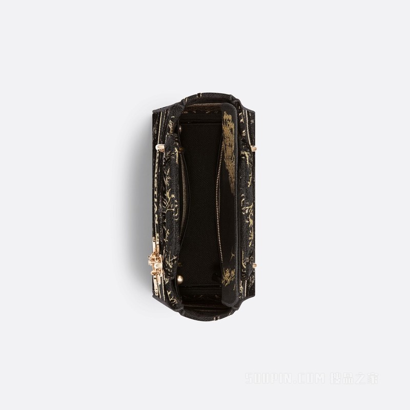 中号 Lady D-Lite 手袋 黑色棉质面料多色 Dior Jardin d'Hiver 图案刺绣天鹅绒和金属光泽线装饰