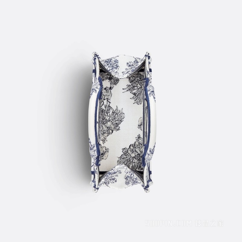 小号 Book Tote 手袋 蓝色面料多色 Rêve d'Infini 图案刺绣 (26.5 x 21 x 14 cm)