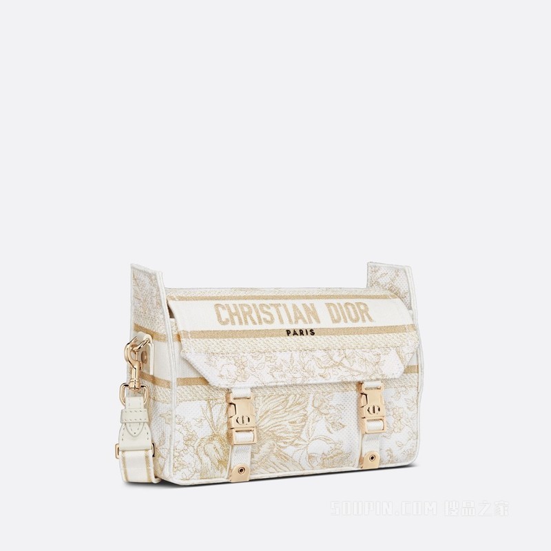 小号 Diorcamp 手袋 金色金属光泽线 Dior Jardin d'Hiver 图案刺绣