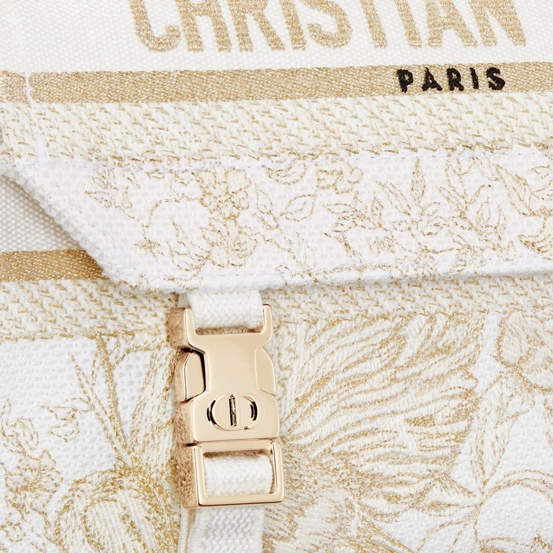 小号 Diorcamp 手袋 金色金属光泽线 Dior Jardin d'Hiver 图案刺绣