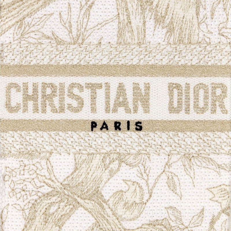 迷你 Book Tote 手机袋 金色金属光泽线 Dior Jardin d'Hiver 图案刺绣 (13 x 18 x 5 cm)
