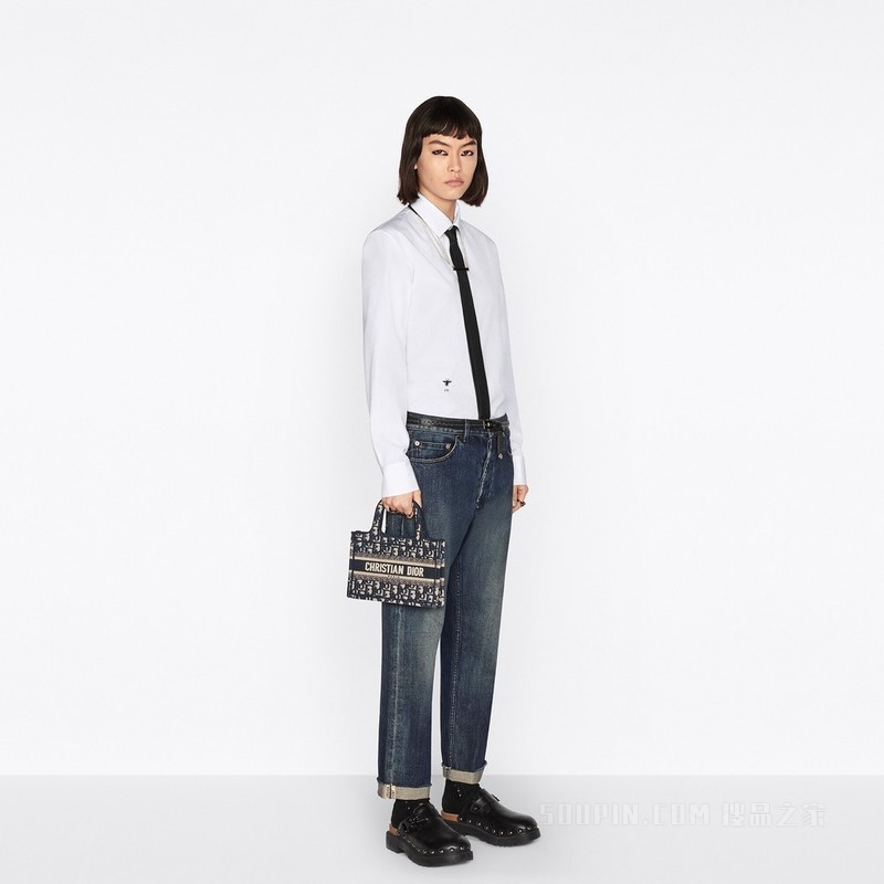 迷你 Book Tote 手袋 正方形设计多色仿水晶刺绣 (22.5 x 15 x 6 cm)