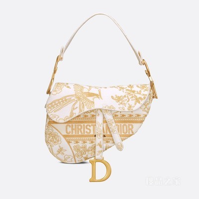 马鞍包 金色金属光泽线 Dior Jardin d'Hiver 图案线迹效果刺绣