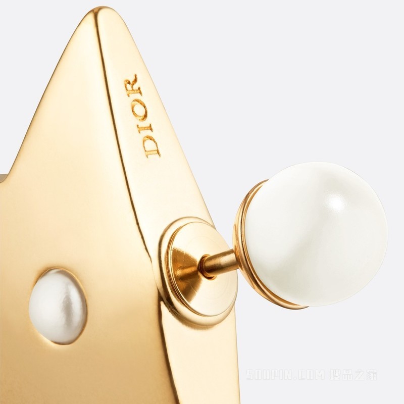 Dior Tribales 耳环 金色饰面金属和白色树脂珠饰