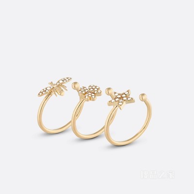Lucky Dior 戒指套装 金色饰面金属和银色调仿水晶装饰