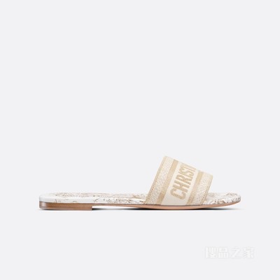 Dway 棉质凉拖 白色棉质刺绣面料金色金属光泽线 Dior Jardin d'Hiver 图案