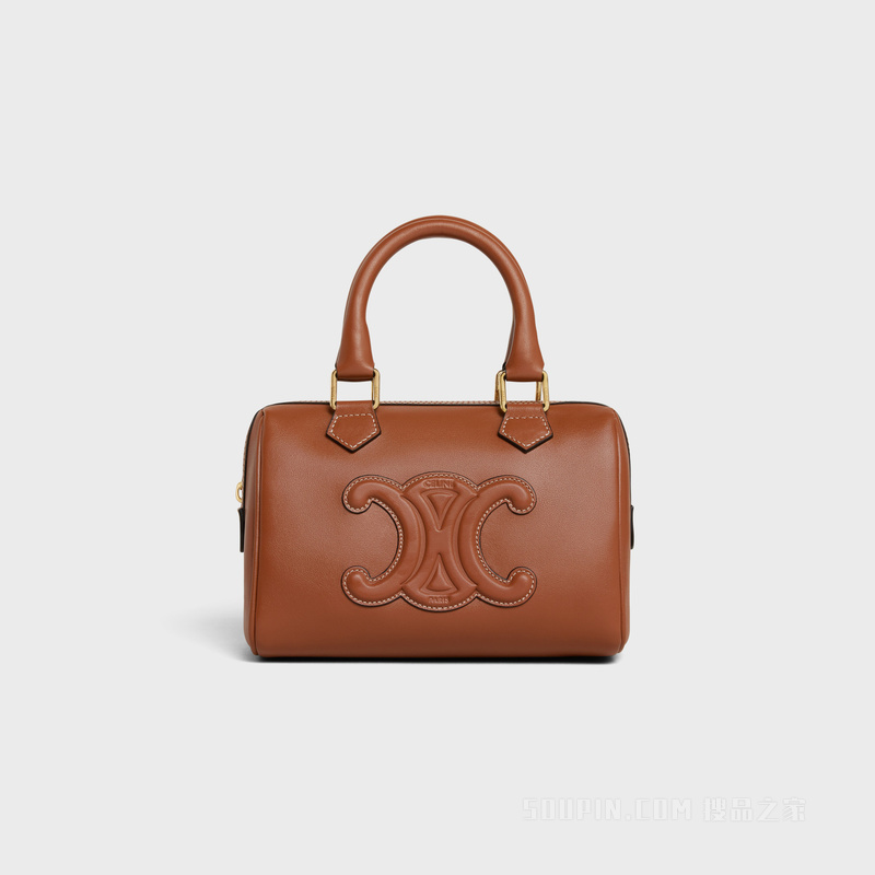 TRIOMPHE小号光滑牛皮革波士顿包 23879