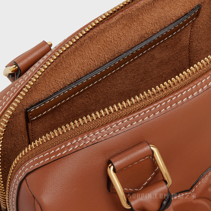 TRIOMPHE小号光滑牛皮革波士顿包 23879