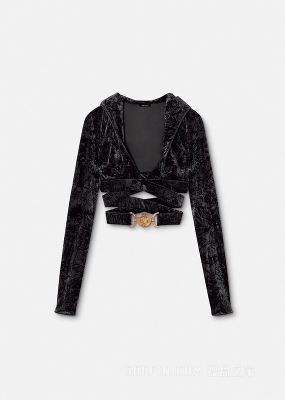 Medusa Biggie丝绒短款连帽衫