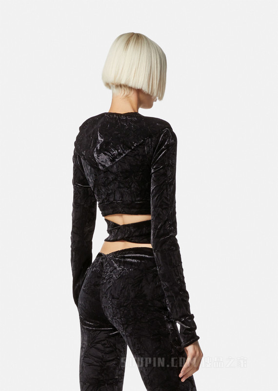 Medusa Biggie丝绒短款连帽衫