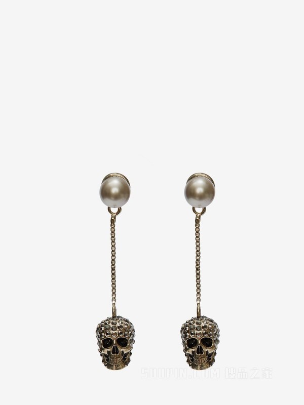 Pave Skull 链式耳环
