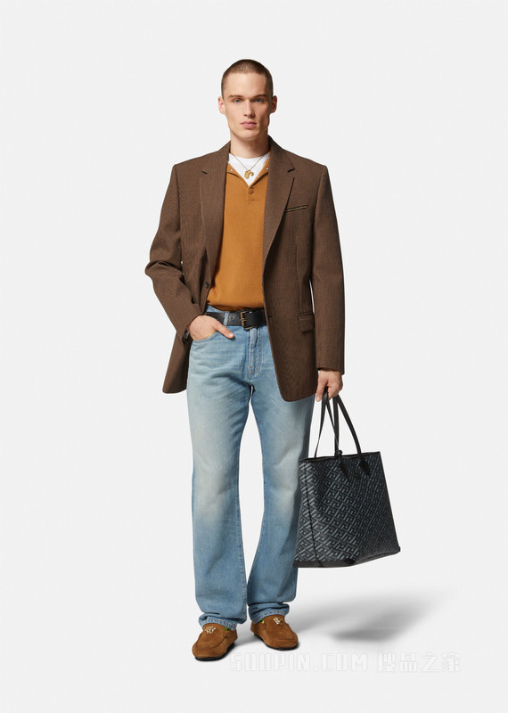 铆钉羊绒 Polo 套头衫