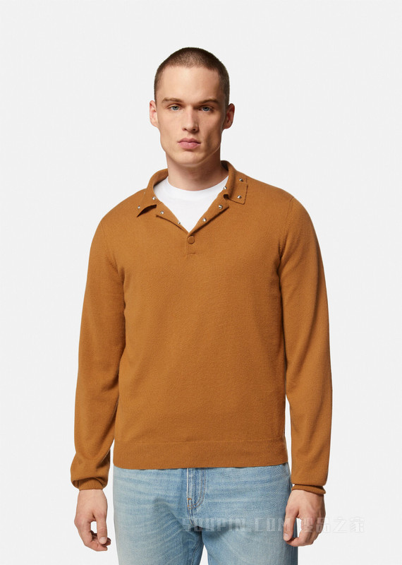 铆钉羊绒 Polo 套头衫