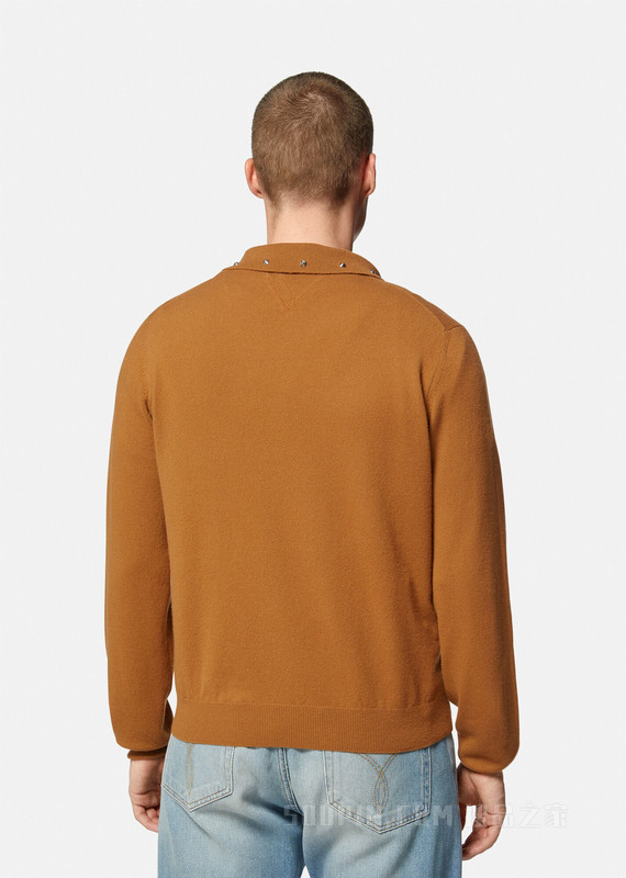 铆钉羊绒 Polo 套头衫