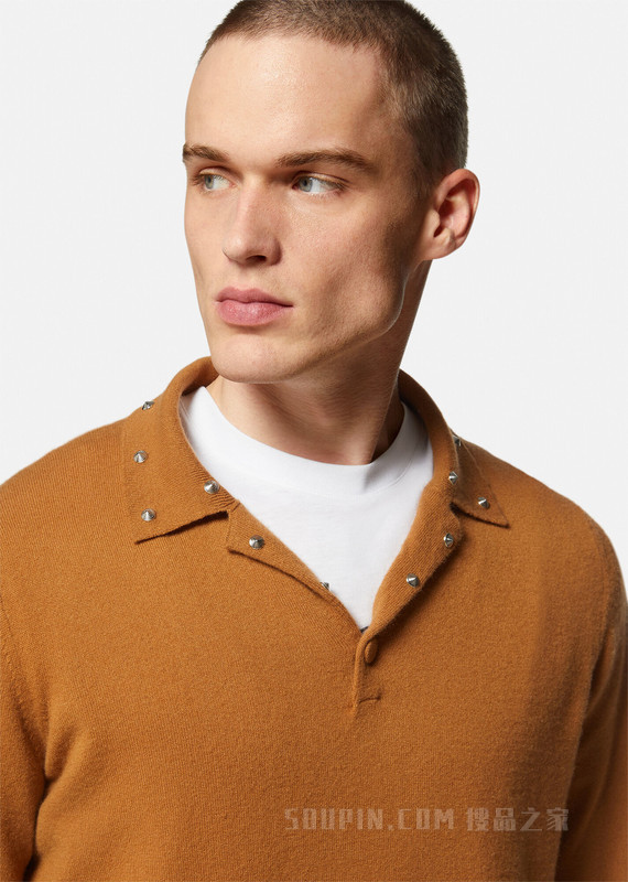 铆钉羊绒 Polo 套头衫