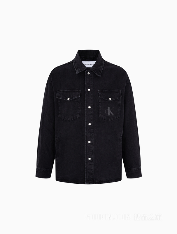 Calvin Klein 22秋冬新款男士时尚纯棉醒目印花翻领牛仔衬衫J321275