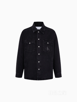 Calvin Klein 22秋冬新款男士时尚纯棉醒目印花翻领牛仔衬衫J321275