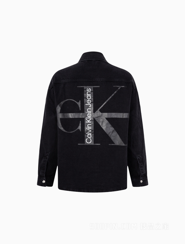 Calvin Klein 22秋冬新款男士时尚纯棉醒目印花翻领牛仔衬衫J321275
