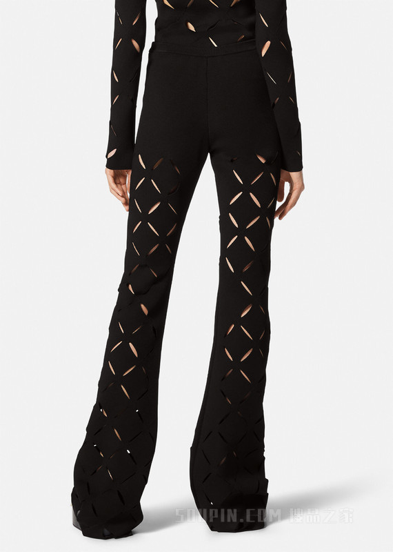 镂空针织喇叭裤