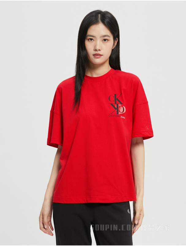 【情侣系列】Calvin Klein 22早秋新款男女情侣中性纯棉透气短袖T恤J219687