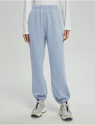Calvin Klein 22秋冬女士舒适纯棉交叠LOGO宽松束脚卫裤休闲裤J219665