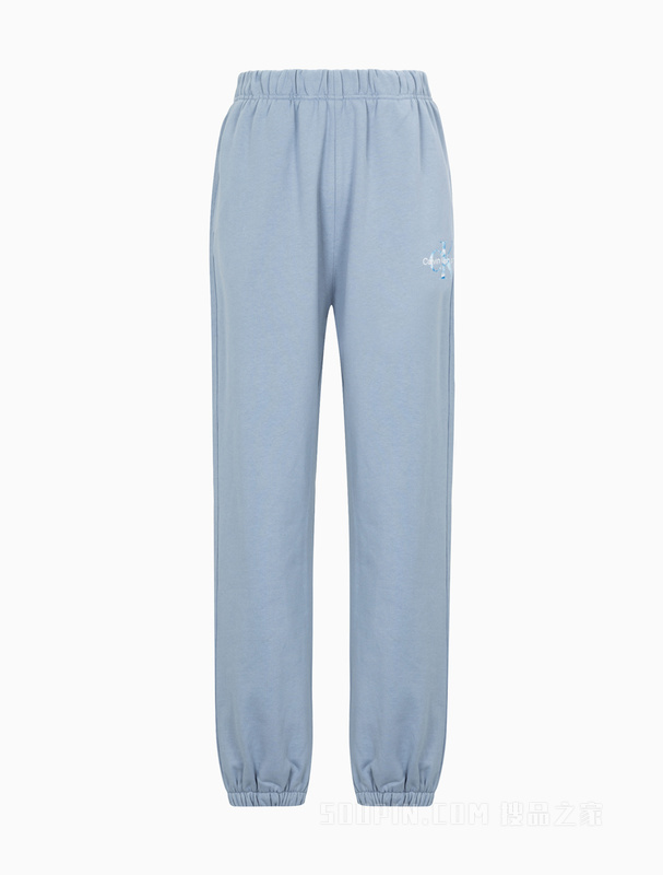 Calvin Klein 22秋冬女士舒适纯棉交叠LOGO宽松束脚卫裤休闲裤J219665
