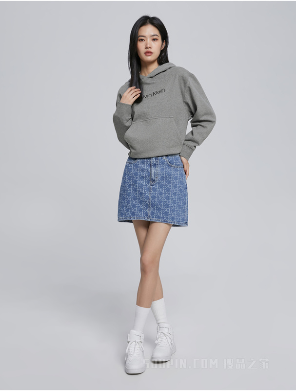 【简约系列】Calvin Klein 22秋冬男女情侣中性纯棉连帽卫衣40WH106
