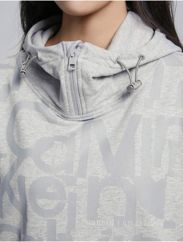 Calvin Klein 22秋冬男女同款时尚幻影LOGO贴片抽绳连帽卫衣J400262