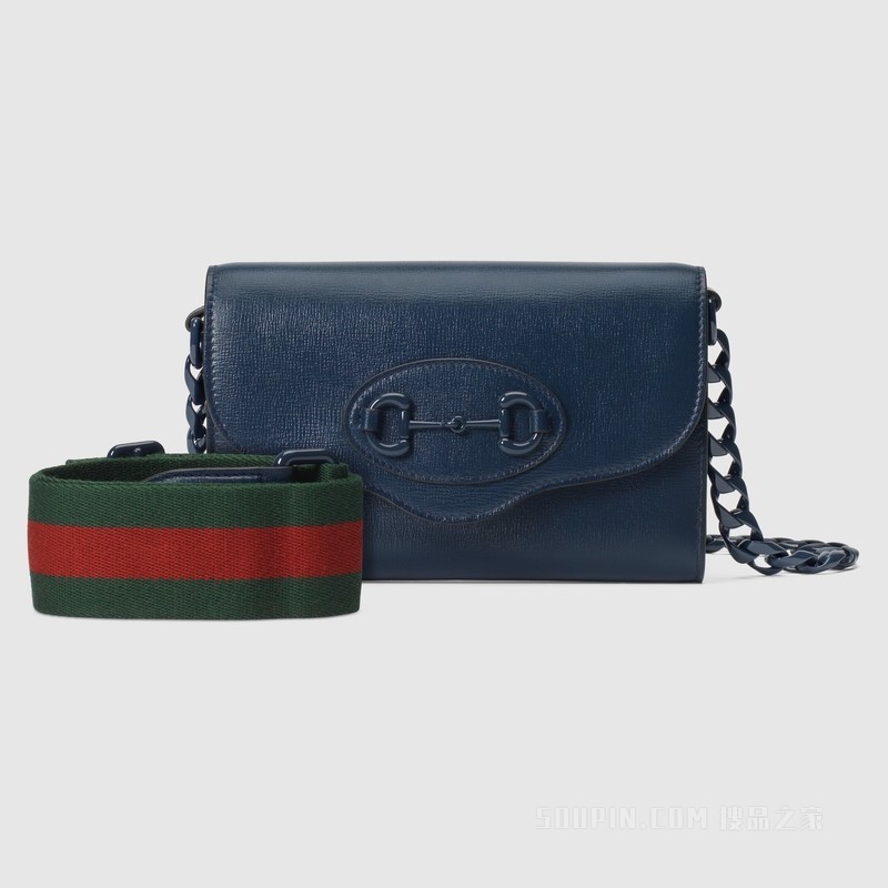 Gucci Horsebit 1955系列迷你手袋 蓝色皮革