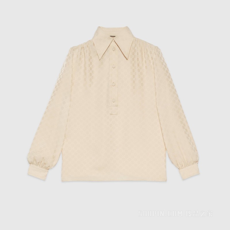 GG真丝绉绸衬衫 象牙白色