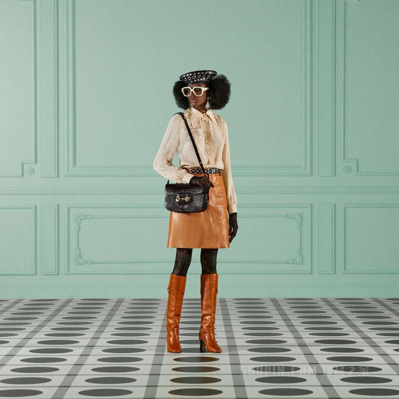 GG真丝绉绸衬衫 象牙白色