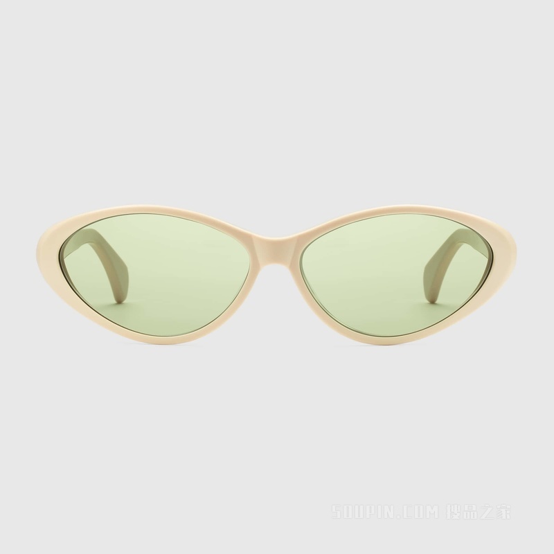 猫眼造型镜框太阳眼镜 白色醋纤