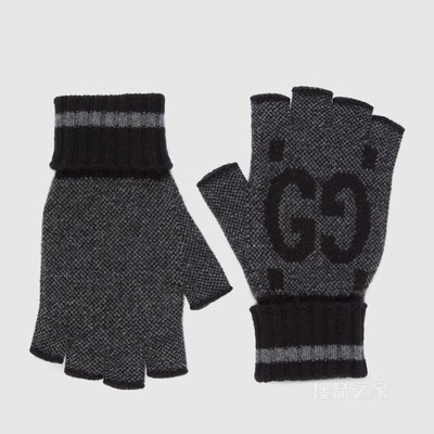 GG山羊绒露指手套 灰色和黑色
