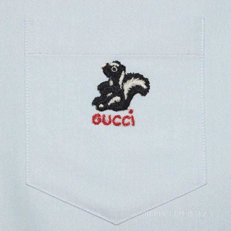 饰Gucci臭鼬牛津棉衬衫 浅蓝色
