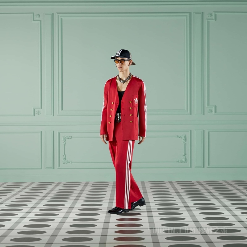 adidas x Gucci联名系列针织夹克 红色